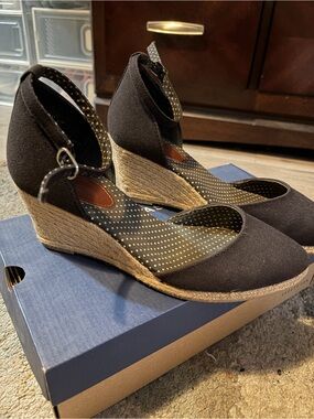 G.H. Bass & Co. Black Espadrille Wedge Mary Jane